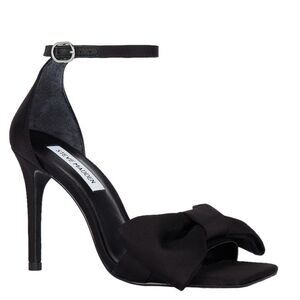 Steve Madden Heeled Sandal 8 Bow Satin Wedding Bridal Event Chic Black Trusty